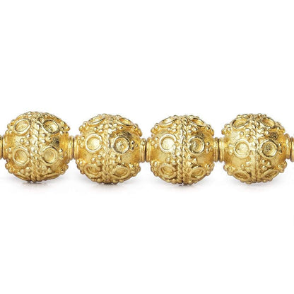 10mm 22kt Gold Plated Copper Bead Roval Circle and Miligrain Triangle 8 inch 18 pieces