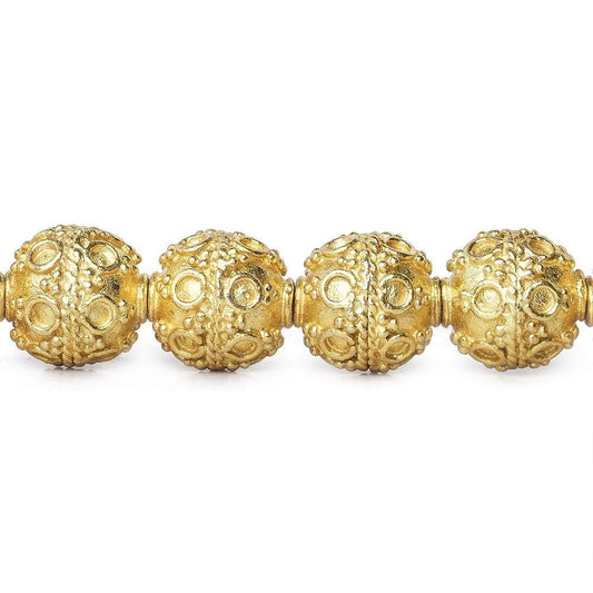 10mm 22kt Gold Plated Copper Bead Roval Circle and Miligrain Triangle 8 inch 18 pieces