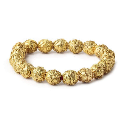 10mm 22kt Gold Plated Copper Bead Roval Victorian Swag 8 inch 18 pieces