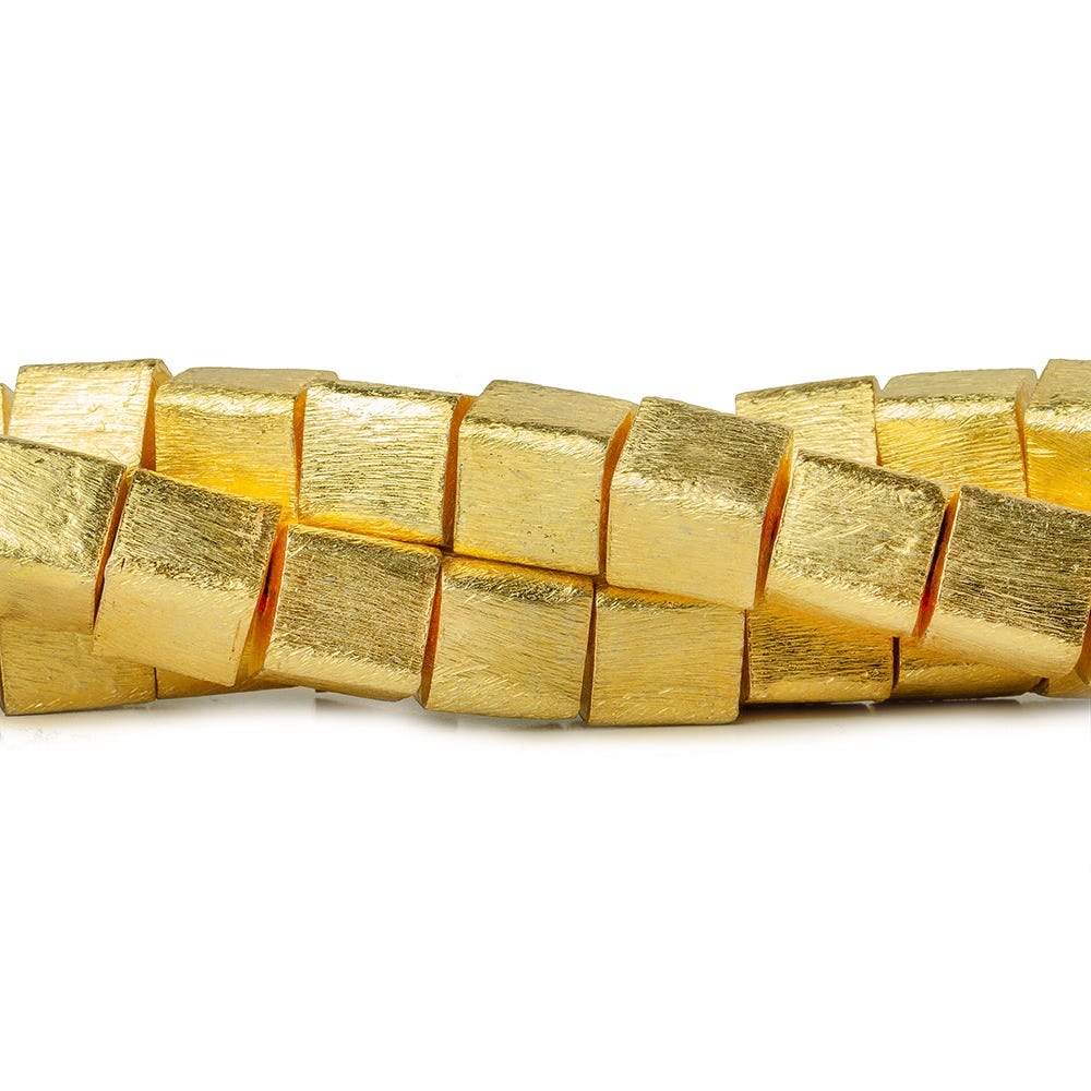 10mm 22kt Gold plated Copper Brushed Cube Beads 8 inch 19 pieces