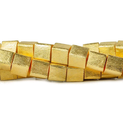 10mm 22kt Gold plated Copper Brushed Cube Beads 8 inch 19 pieces