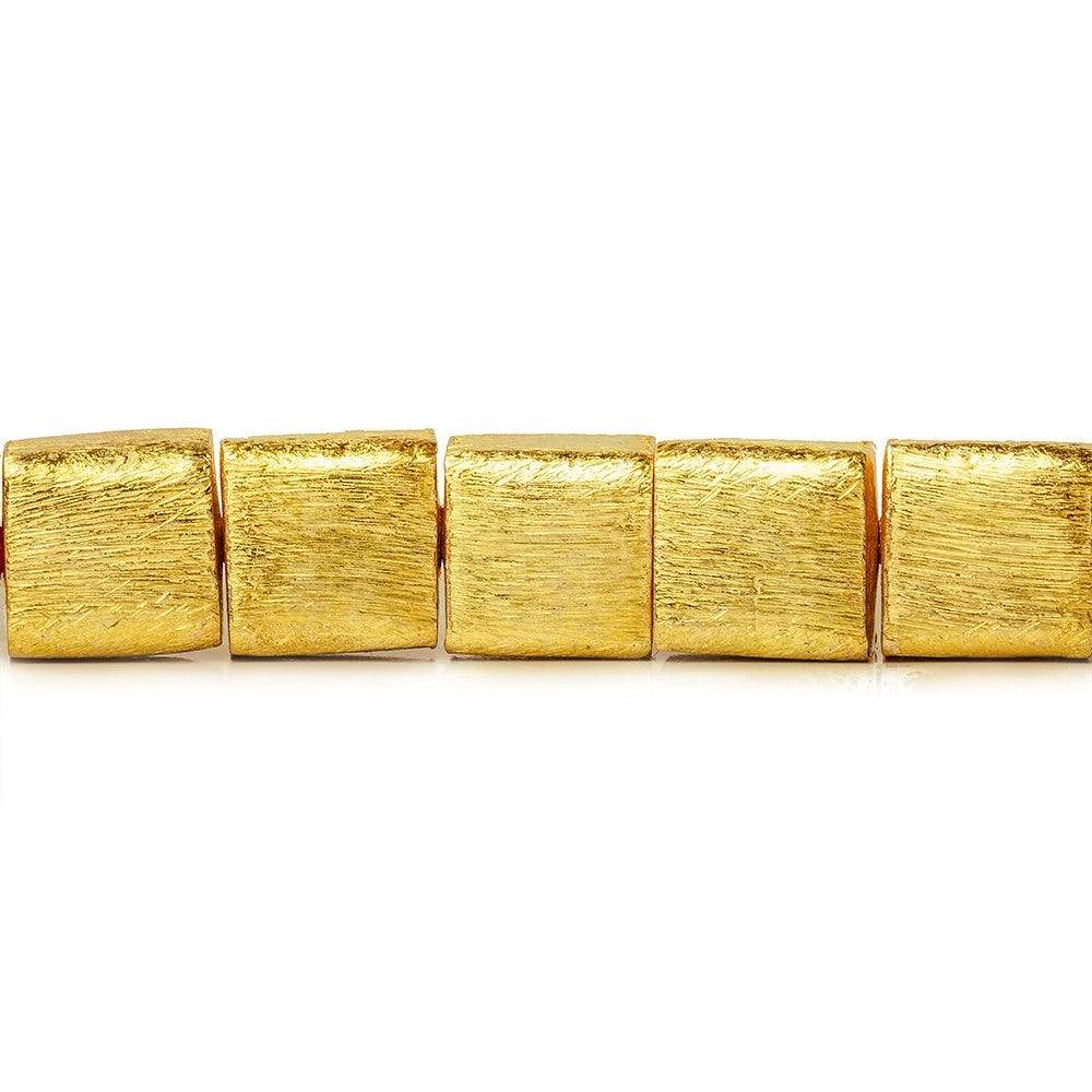 10mm 22kt Gold plated Copper Brushed Cube Beads 8 inch 19 pieces