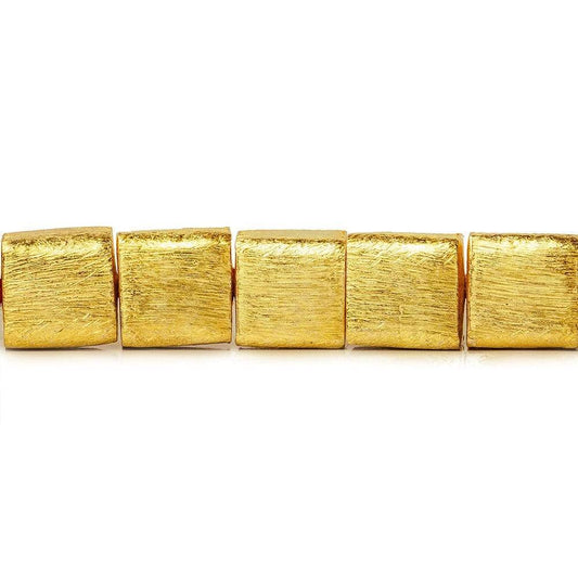 10mm 22kt Gold plated Copper Brushed Cube Beads 8 inch 19 pieces