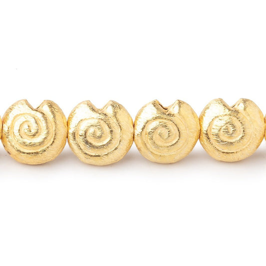 10mm 22kt Gold Plated Copper Brushed Spiral 8 inch 21 Beads