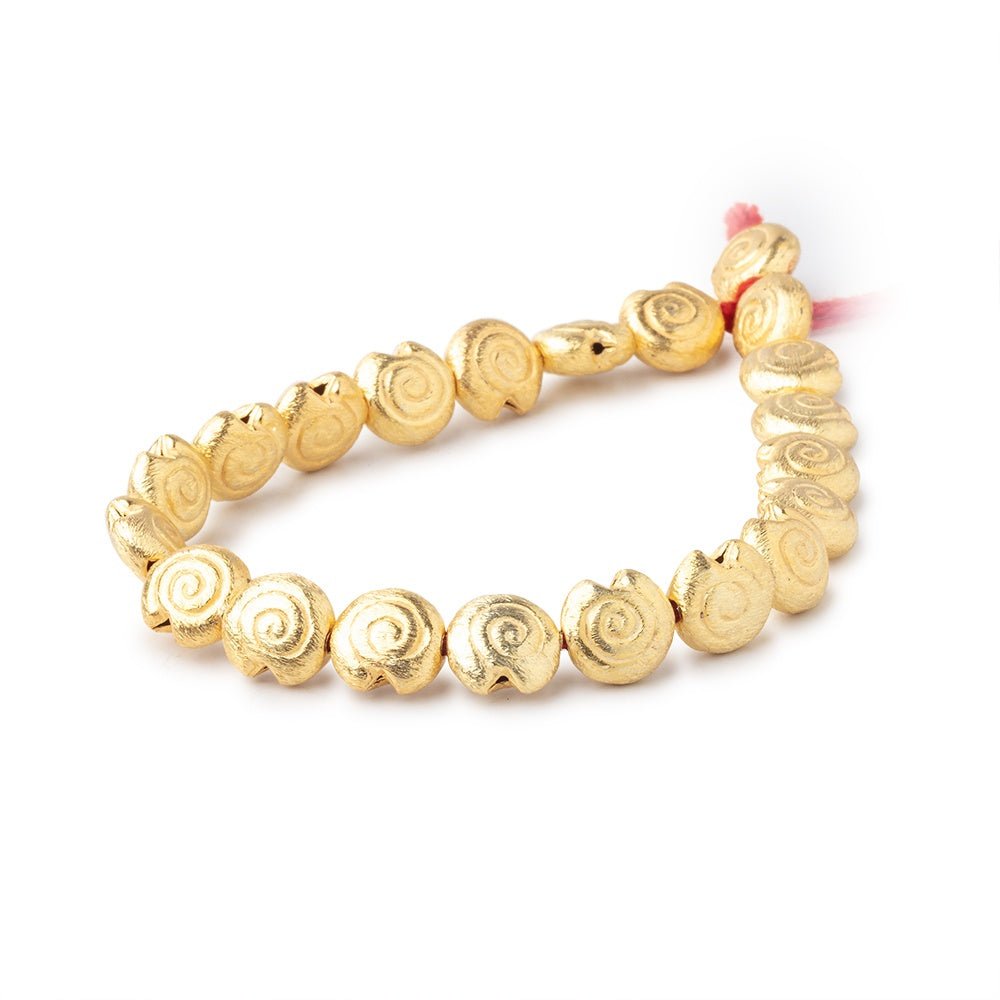 10mm 22kt Gold Plated Copper Brushed Spiral 8 inch 21 Beads
