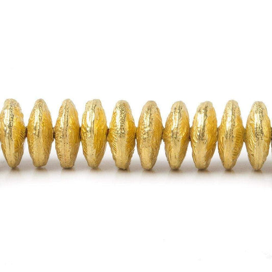 10mm 22kt Gold Plated Copper Disc with Crosshatch Pattern 8 inch 52 pieces