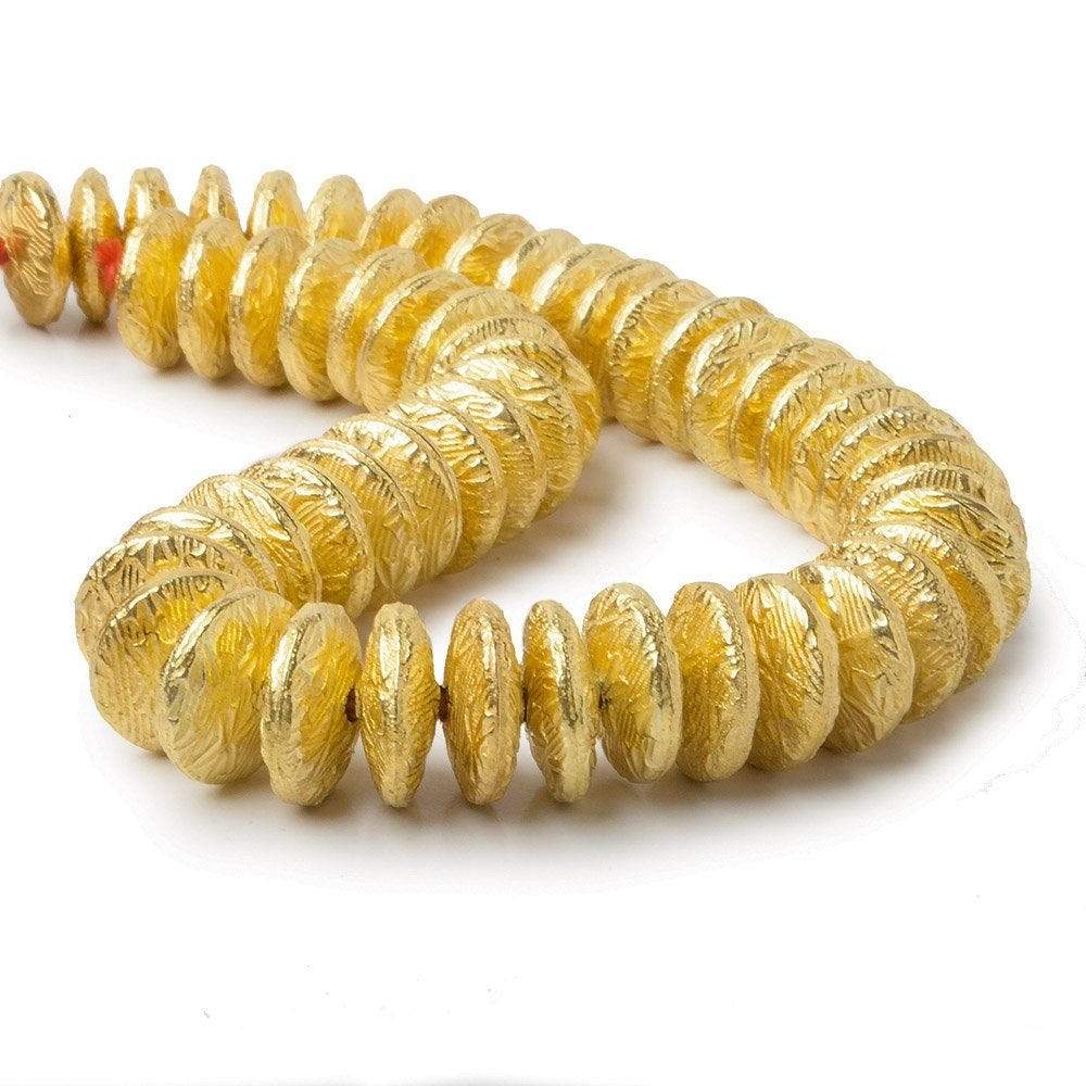 10mm 22kt Gold Plated Copper Disc with Crosshatch Pattern 8 inch 52 pieces