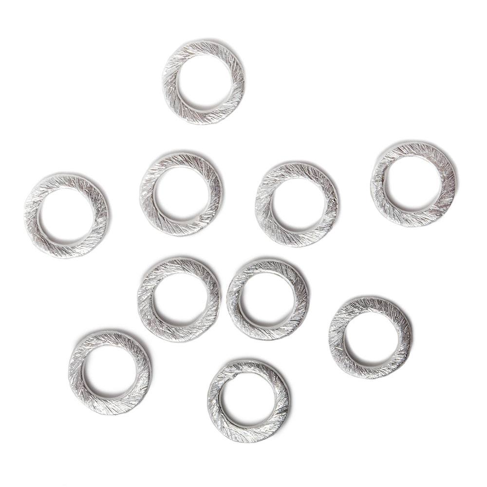 10mm .925 Silver brushed Jump Ring Set of 10 pieces