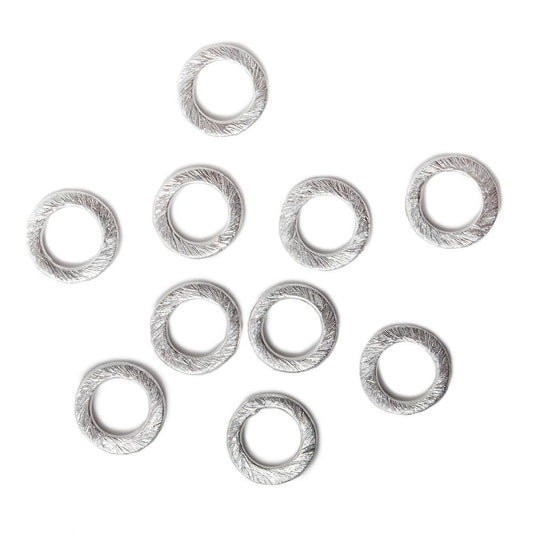 10mm .925 Silver brushed Jump Ring Set of 10 pieces