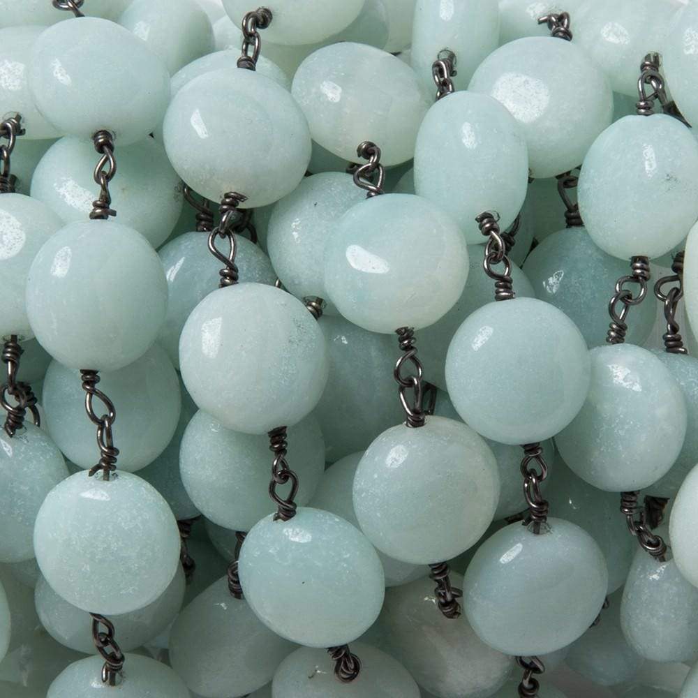 10mm Amazonite plain coin Black Gold plated Chain by the foot 20 pieces