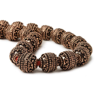10mm Antiqued Copper Bead Bead Round Concentric Miligrain 8 inch 18 pcs