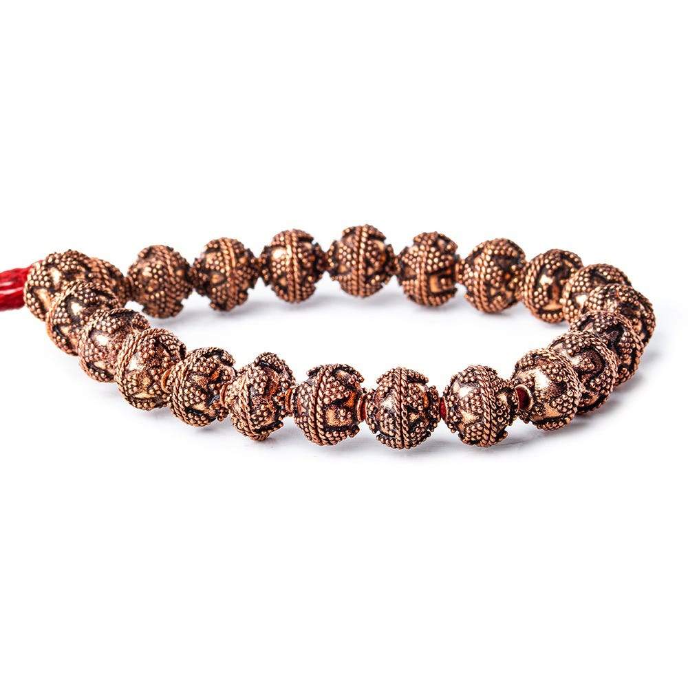 10mm Antiqued Copper Bead Cap Roval Miligrain Triangle 8 inch 44 pcs