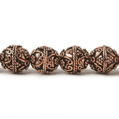 10mm Antiqued Copper Beads Roval Victorian Swag 8 inch 18 pcs