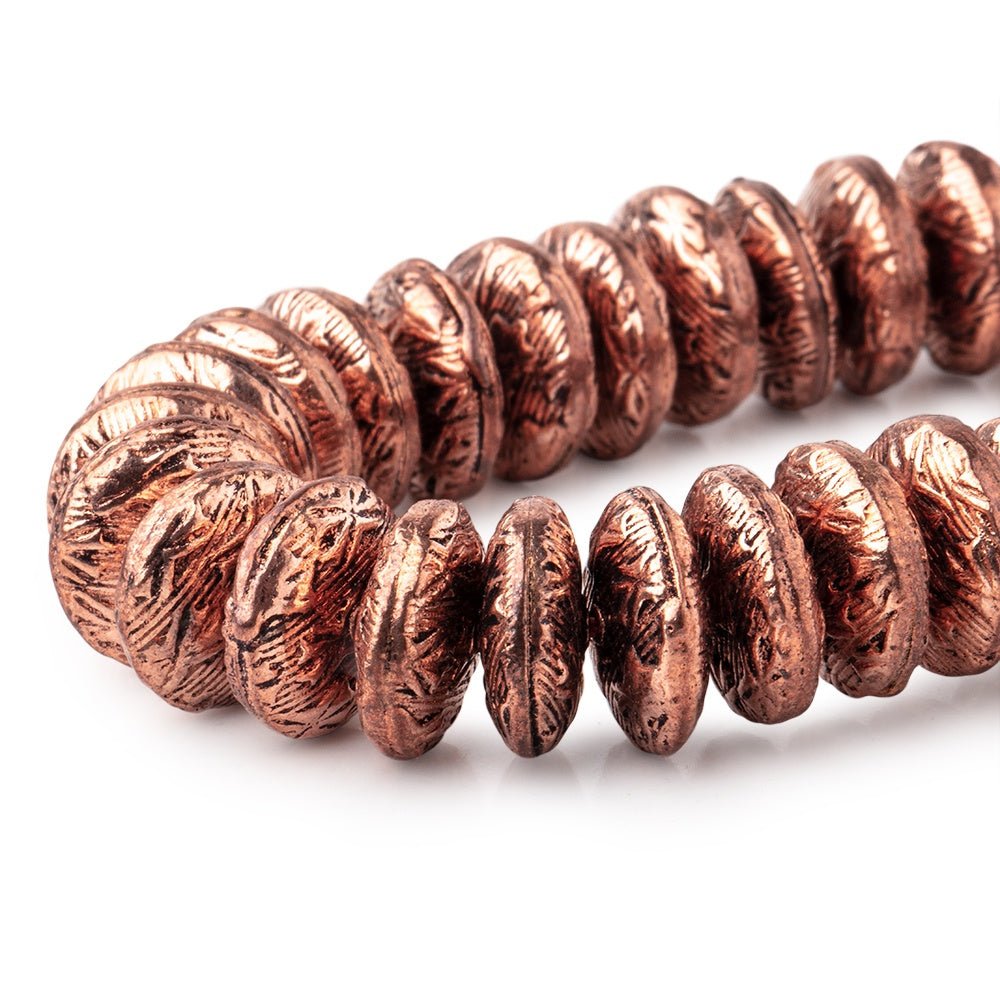 10mm Antiqued Copper Disc Beads 8 inch 48 pieces