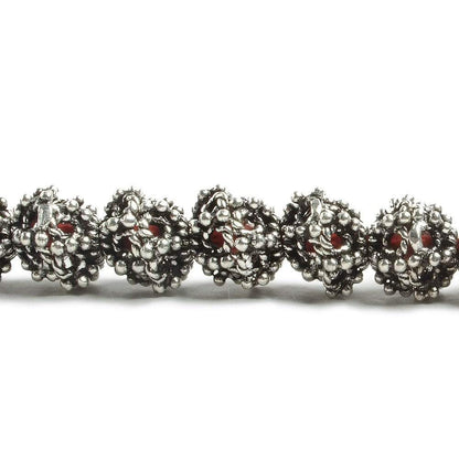 10mm Antiqued Silver plated Miligrain Sea Urchin Bead Cap 8 inch 21 pieces