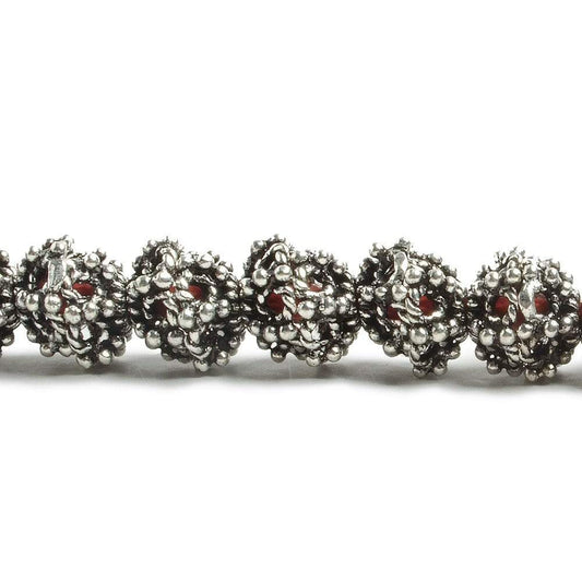 10mm Antiqued Silver plated Miligrain Sea Urchin Bead Cap 8 inch 21 pieces