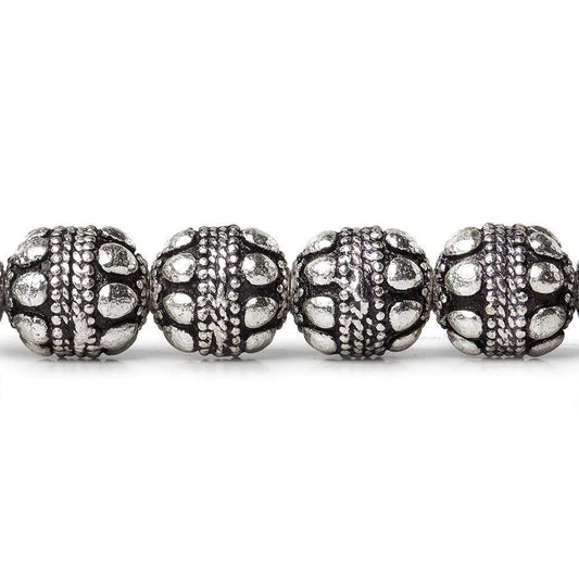 10mm Antiqued Sterling Silver Plated Copper Bead Roval Dots & Rope Center 8 inch 18 pcs