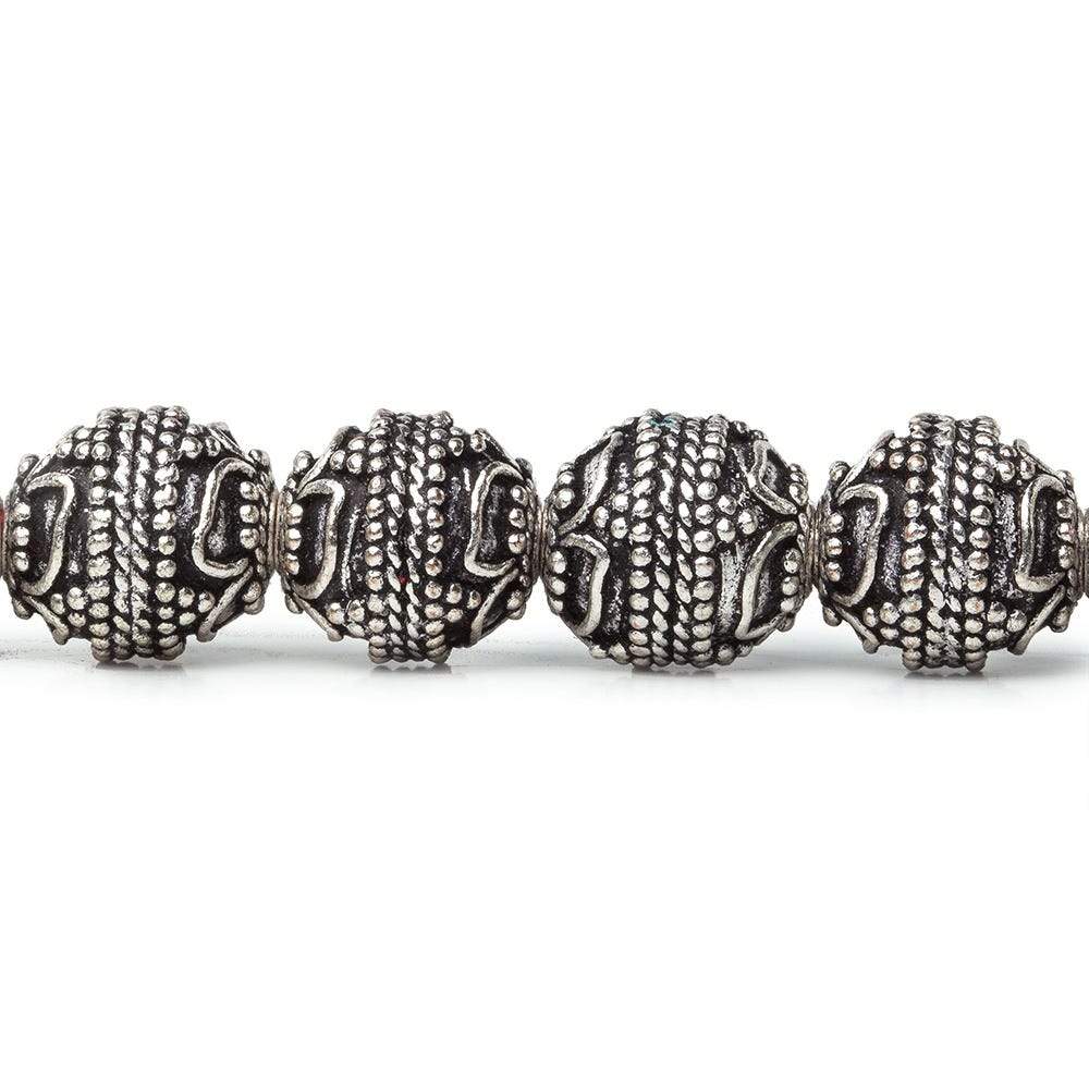 10mm  Antiqued Sterling Silver Plated Copper Bead Roval, Four Leaf Tip 8 inch 20 pieces