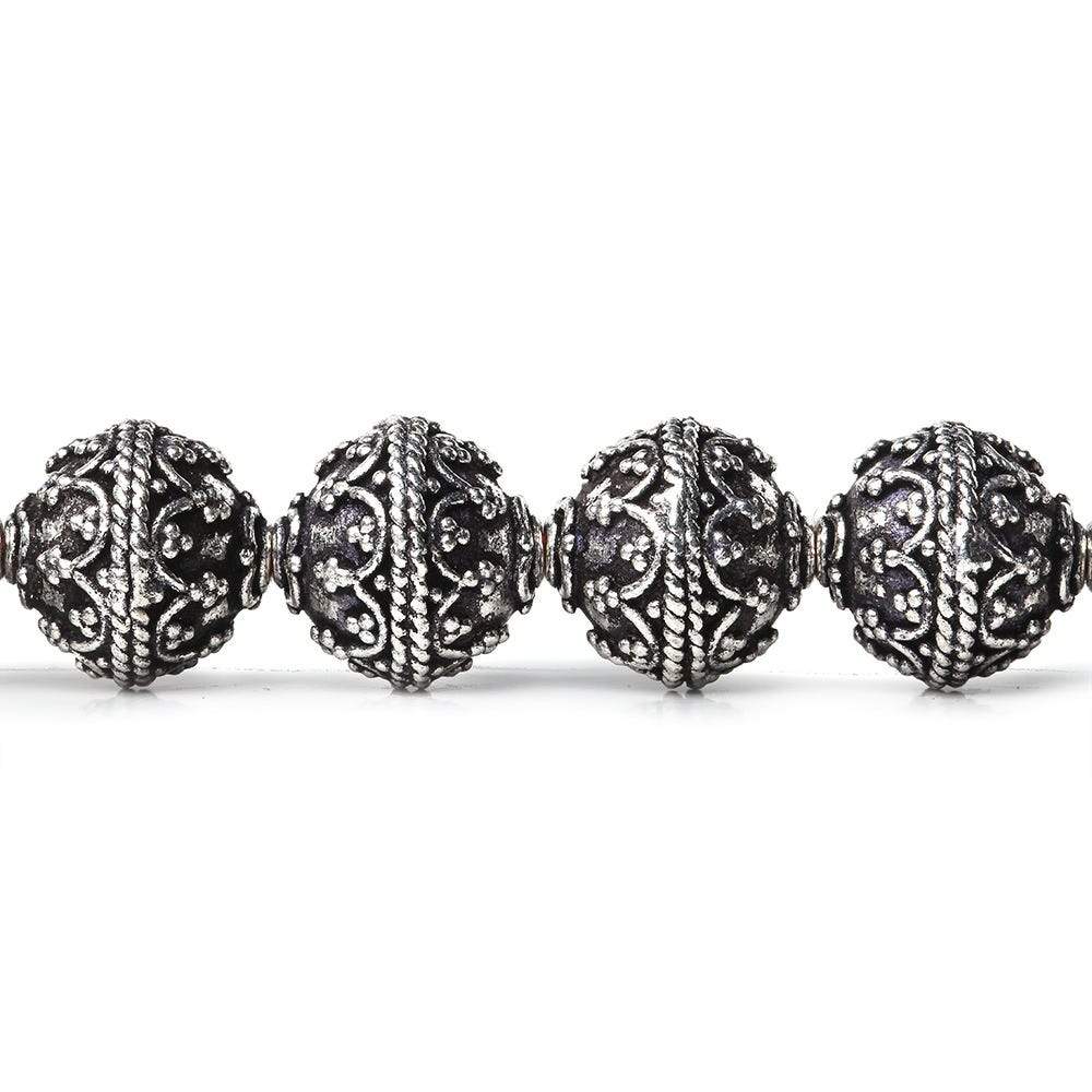 10mm Antiqued Sterling Silver Plated Copper Moroccan Round 8 inch 20 Beads