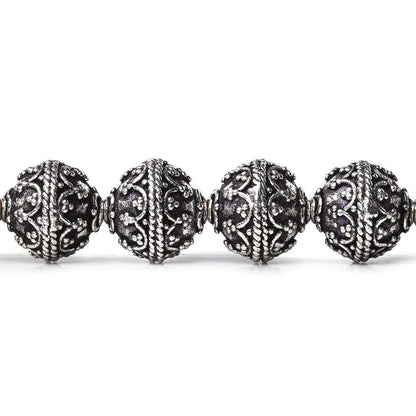 10mm Antiqued Sterling Silver Plated Copper Moroccan Round 8 inch 20 Beads