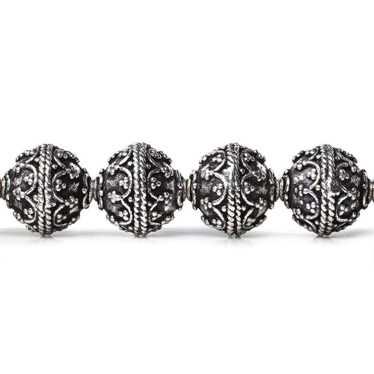 10mm Antiqued Sterling Silver Plated Copper Moroccan Round 8 inch 20 Beads
