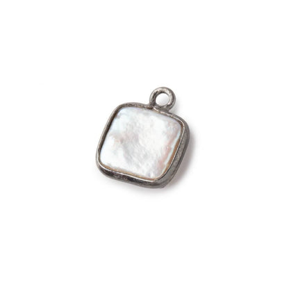 10mm Black Gold Bezel Off White Square Pearl Pendant 1 piece
