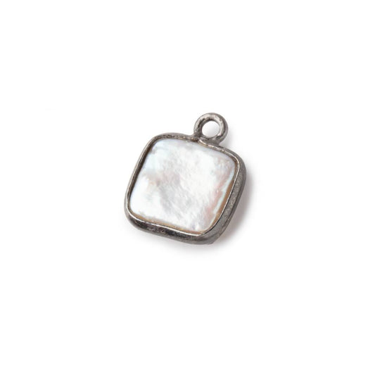 10mm Black Gold Bezel Off White Square Pearl Pendant 1 piece