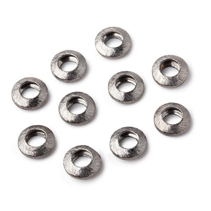 10mm Black Gold Plated Copper Brushed Disc Large Hole Beads Set of 10 pieces