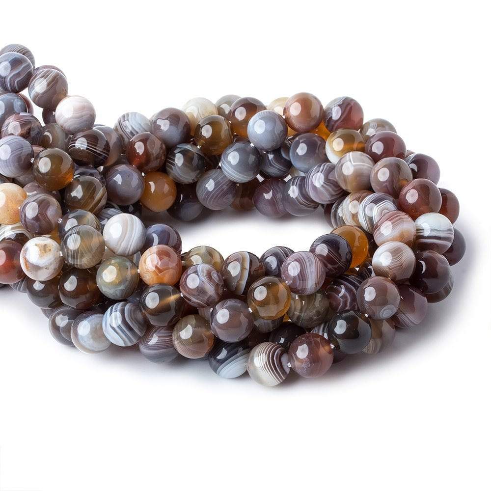 10mm Botswana Agate plain round beads 16 inch 39 pieces AAA