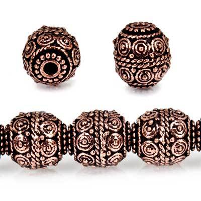 10mm Copper Bead Bead Round Concentric Circles 8 inch 18 pcs