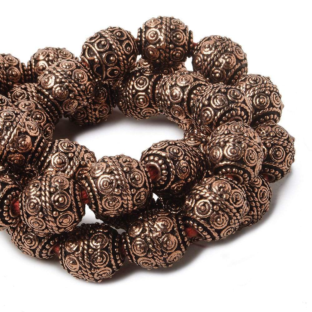 10mm Copper Bead Bead Round Concentric Circles 8 inch 18 pcs