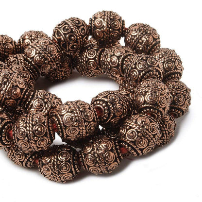 10mm Copper Bead Bead Round Concentric Circles 8 inch 18 pcs