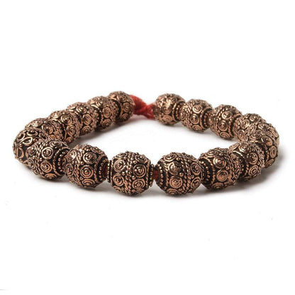 10mm Copper Bead Bead Round Concentric Circles 8 inch 18 pcs