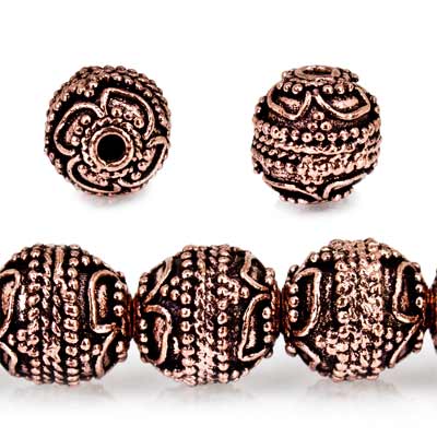 10mm Copper Bead Bead Round Four Leaf tip 8 inch 18 pcs