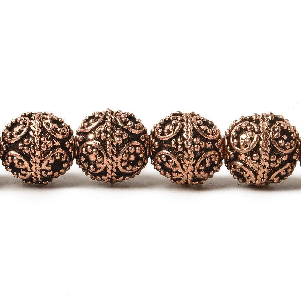 10mm Copper Bead Bead Round Miligrain Circles 8 inch 18 pcs