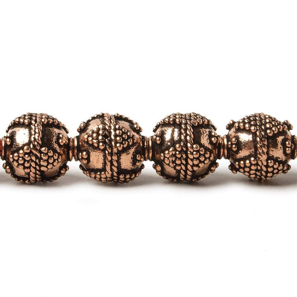 10mm Copper Bead Bead Round Miligrain Triangle 8 inch 18 pcs