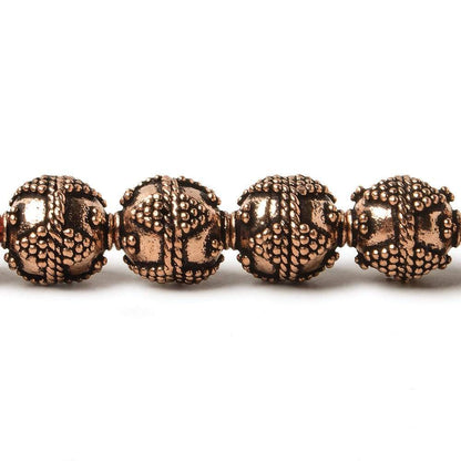 10mm Copper Bead Bead Round Miligrain Triangle 8 inch 18 pcs