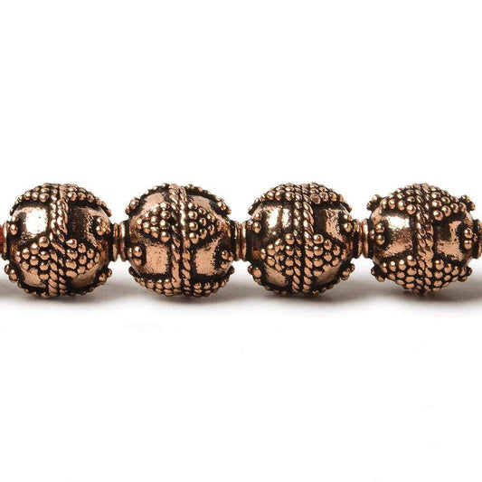 10mm Copper Bead Bead Round Miligrain Triangle 8 inch 18 pcs