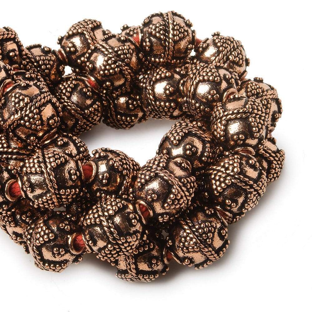 10mm Copper Bead Bead Round Miligrain Triangle 8 inch 18 pcs