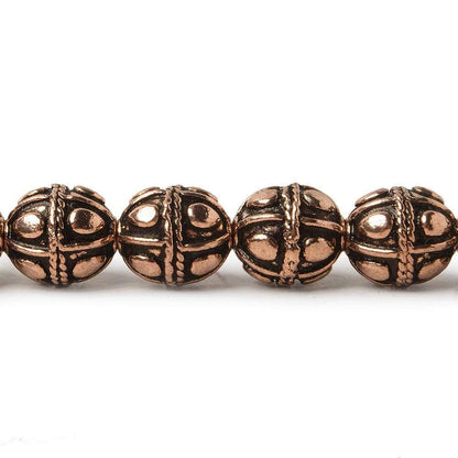 10mm Copper Bead Bead Round Pear Design 8 inch 18 pcs