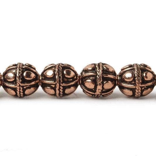 10mm Copper Bead Bead Round Pear Design 8 inch 18 pcs