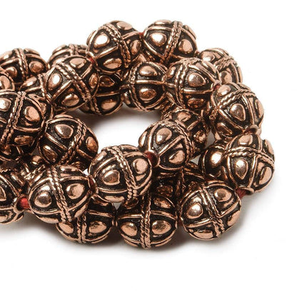 10mm Copper Bead Bead Round Pear Design 8 inch 18 pcs