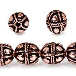 10mm Copper Bead Bead Round Pear Design 8 inch 18 pcs