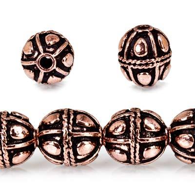 10mm Copper Bead Bead Round Pear Design 8 inch 18 pcs