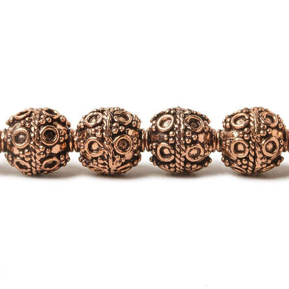 10mm Copper Bead Bead Roval Circle and Miligrain Triangle 8 inch 18 pcs