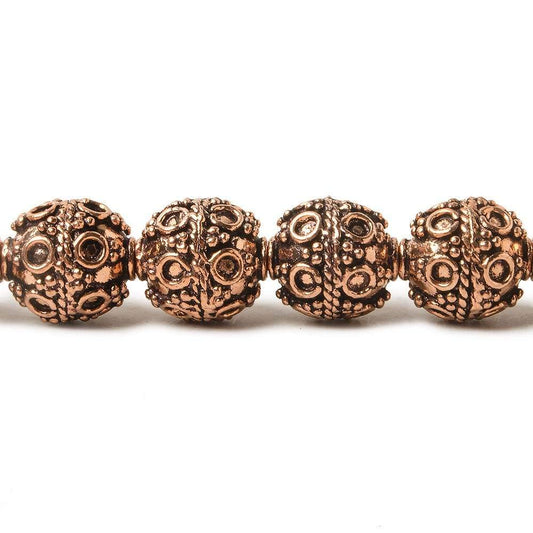 10mm Copper Bead Bead Roval Circle and Miligrain Triangle 8 inch 18 pcs