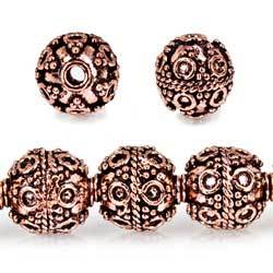 10mm Copper Bead Bead Roval Circle and Miligrain Triangle 8 inch 18 pcs