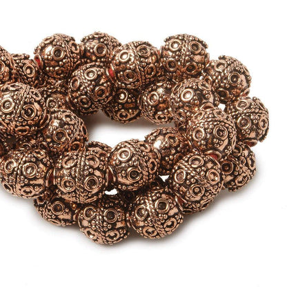 10mm Copper Bead Bead Roval Circle and Miligrain Triangle 8 inch 18 pcs