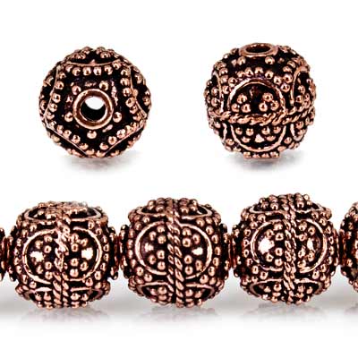 10mm Copper Bead Bead Roval Edwardian 8 inch 18 pcs