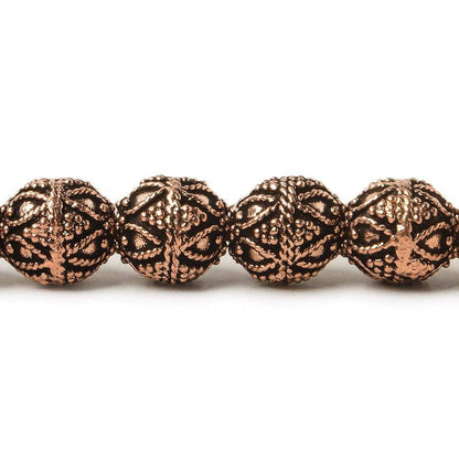 10mm Copper Bead Round Miligrain Triangle and Heart 8 inch 18 pcs